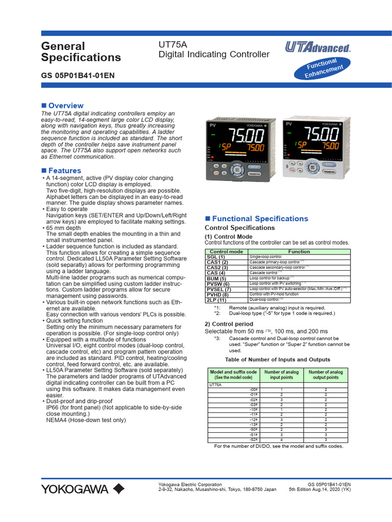 UT75A Controller Overview and Features | PDF | Parameter (Computer ...