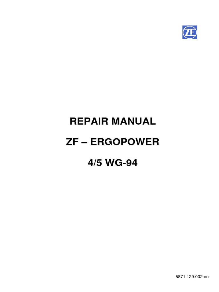 ZF Transmission-4WG94 Service Manual | PDF | Bearing (Mechanical