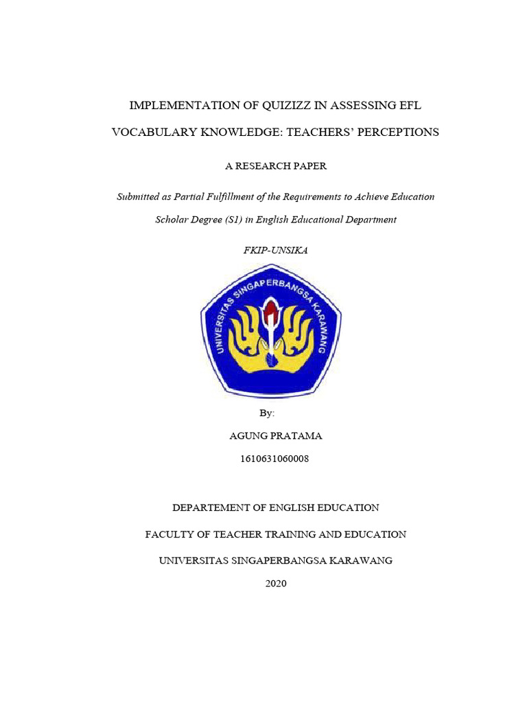 Implementation of Quizizz in Assessing Efl Vocabulary Knowledge | PDF ...
