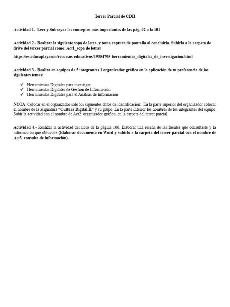 Actividades del Tercer Parcial CDII | PDF | Crecimiento personal y ...