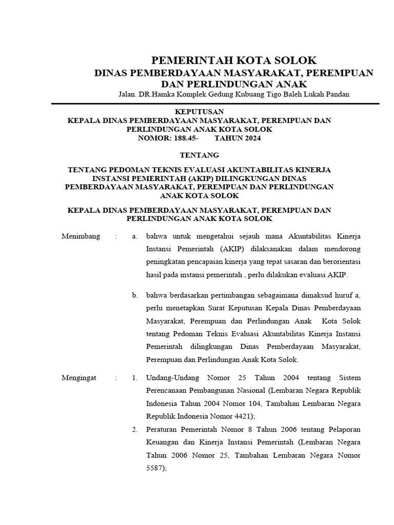 Sk Penilaian Sakip Dpmppa 1 Pdf