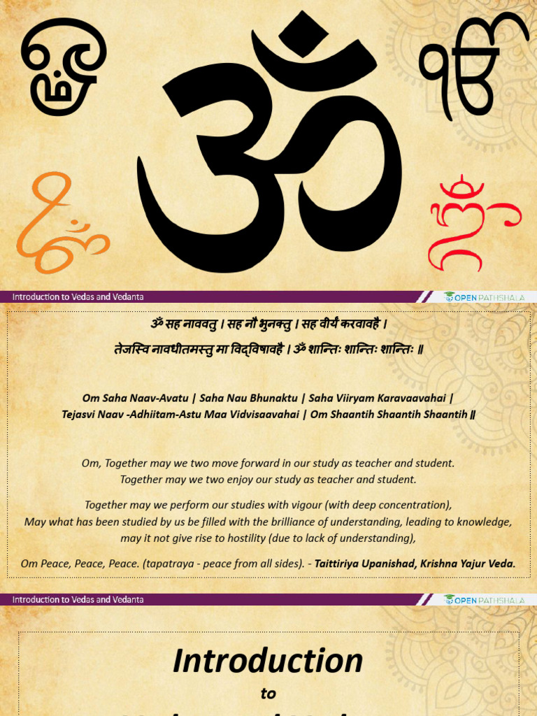 Introduction To Vedas Vedanta Day 1 Open Pathshala Pdf Brahman