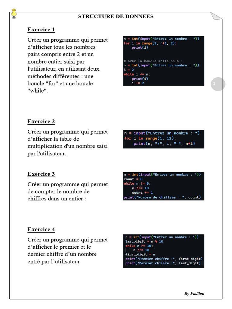 Exercices de programmation en Python | PDF | Informatique | Informatique