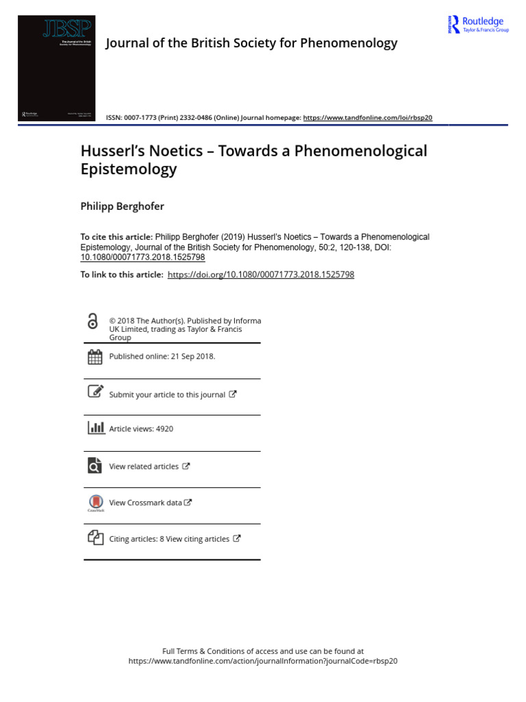 Husserl's Noetics: A Phenomenological Approach | PDF | Phenomenology ...