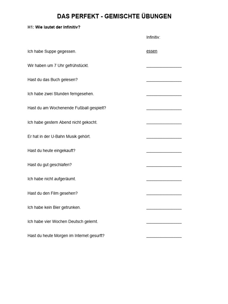 DAS Perfekt A1 | PDF