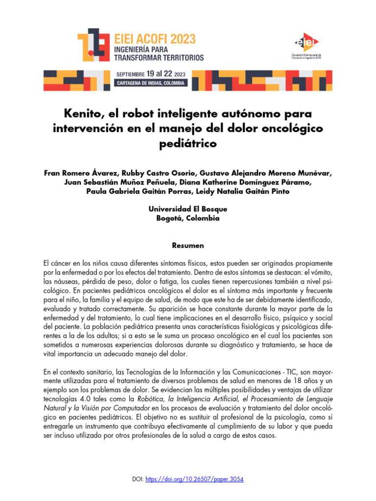 Robot Kenito para Manejo del Dolor Infantil | PDF | Diseño | Software ...