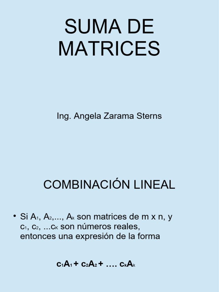 Suma y Multiplicación de Matrices | PDF | Matriz (Matemáticas ...