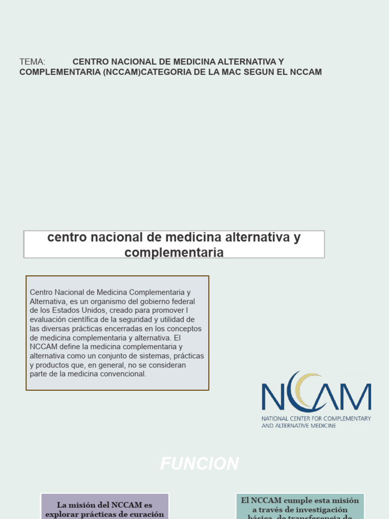 Clasificación de Medicina Alternativa NCCAM | PDF | Medicina ...