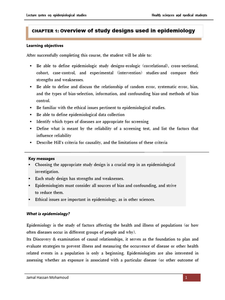 Epidemiological Study Designs Explained | PDF | Epidemiology | Cohort Study