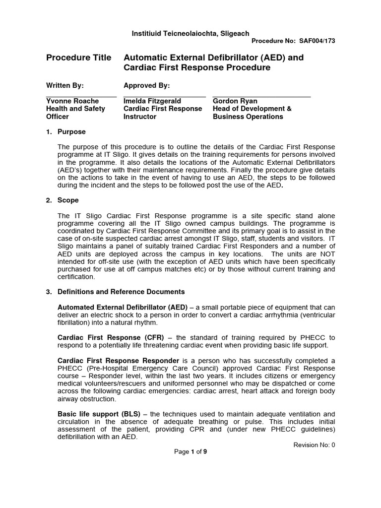 SAF 004 Automatic External Defibrillator AED and Cardiac First Response