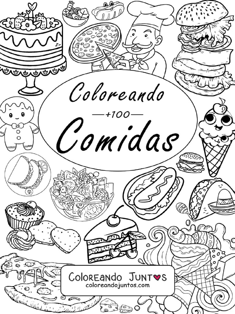 4 Libro para Colorear de Comidas | PDF, image size:768x1024