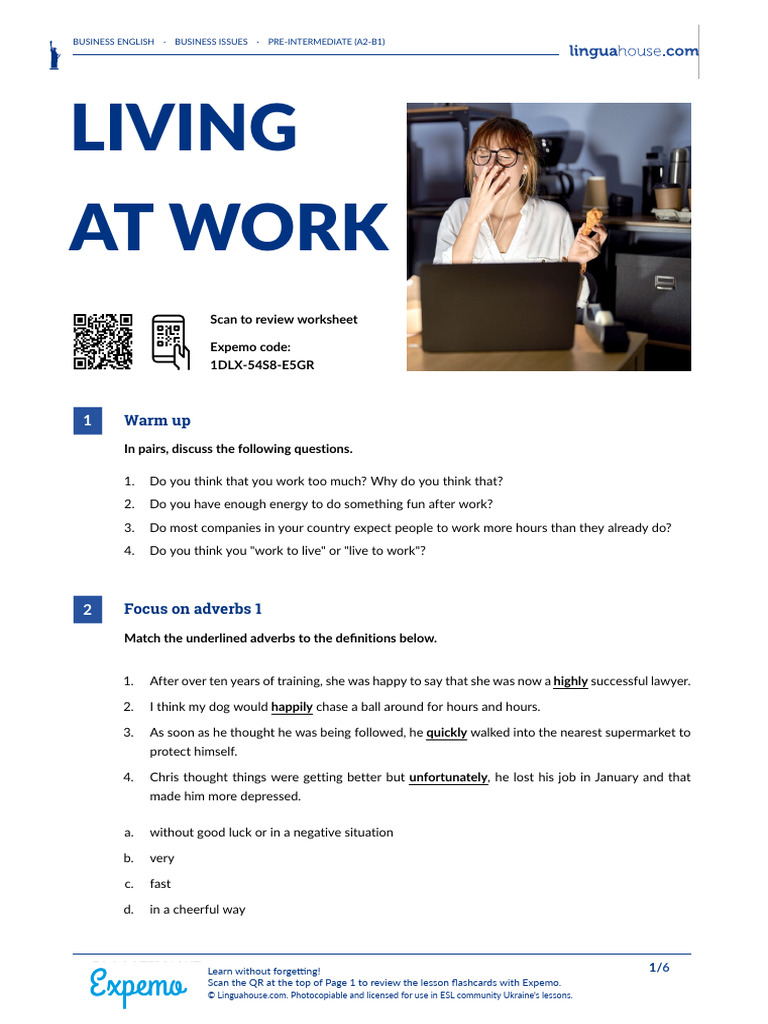 Business English: Work-Life Balance Tips | PDF | Stress (Biology ...