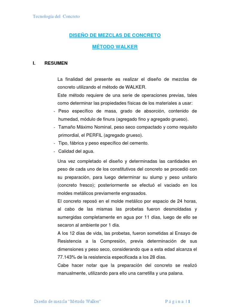 Diseño de mezcla con método Walker | PDF | Tecnología