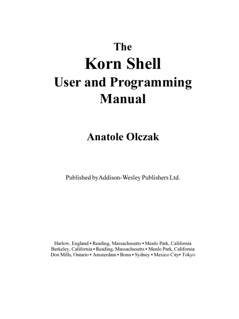The Korn Shell User and Programming Manual PDF Command Line