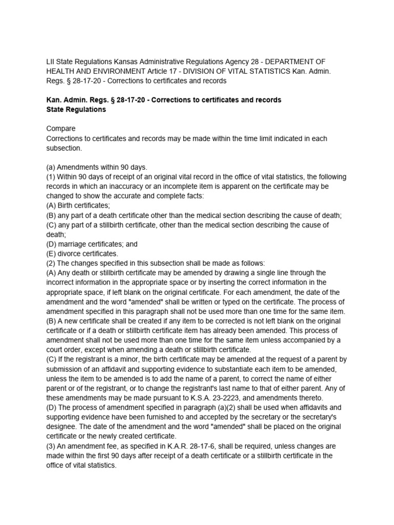 Corrections To Certificates and Records State Regulations PDF Corrections To Certificates and Records State Regulations PDF