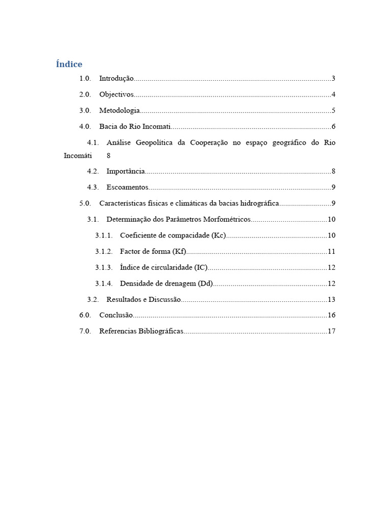 Características da Bacia do Rio Incomati | PDF | Bacia hidrográfica | Água