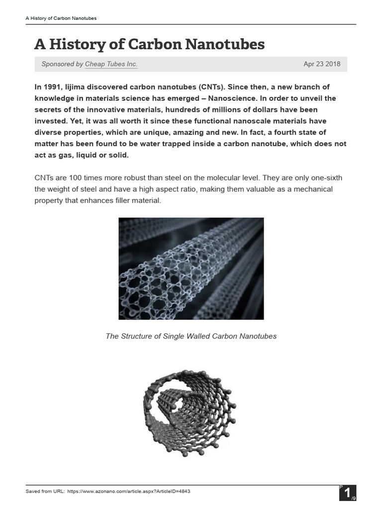 Carbon Nanotubes: A Material Revolution | PDF | Carbon Nanotube | Fullerene