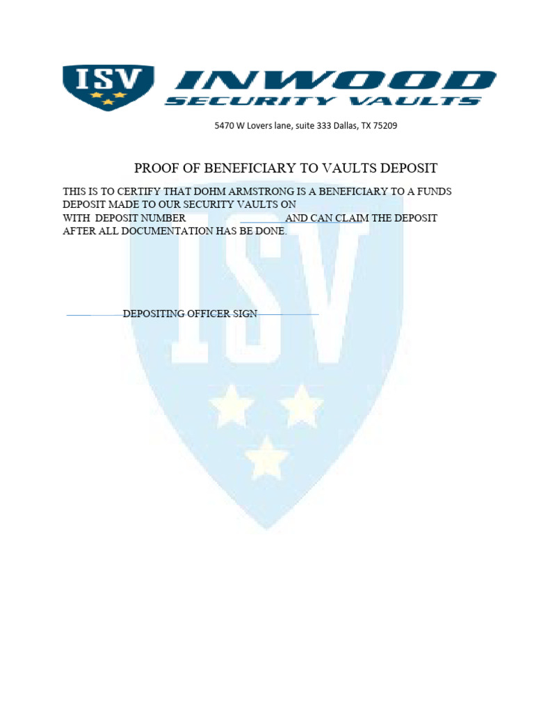 Proof of Deposit | PDF