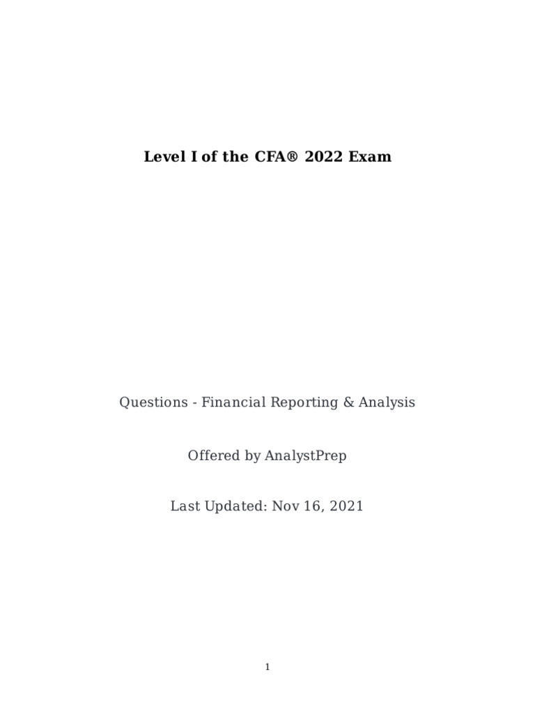 CFA Level I Financial Reporting Questions | PDF | Financial Statement ...