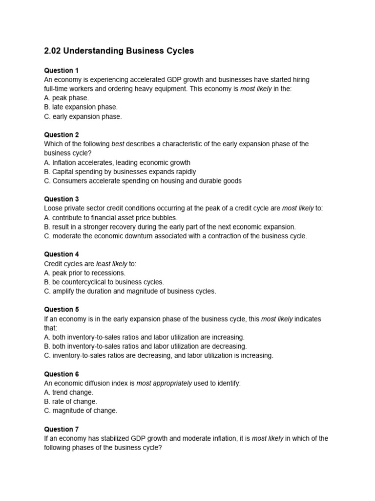 2.02 Understanding Business Cycles | PDF | Business Cycle | Recession