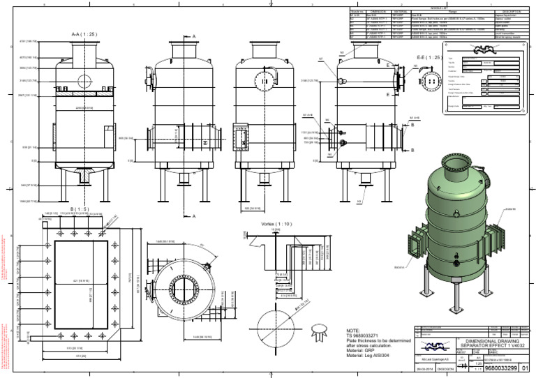 Dimensional Drawing of Separator V4032 | PDF | Mechanical Engineering