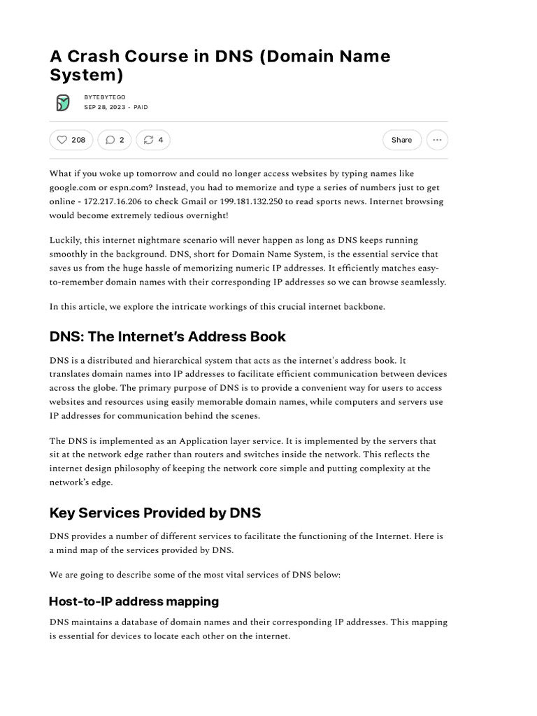DNS Crash Course for Developers | PDF | Domain Name System | Domain Name