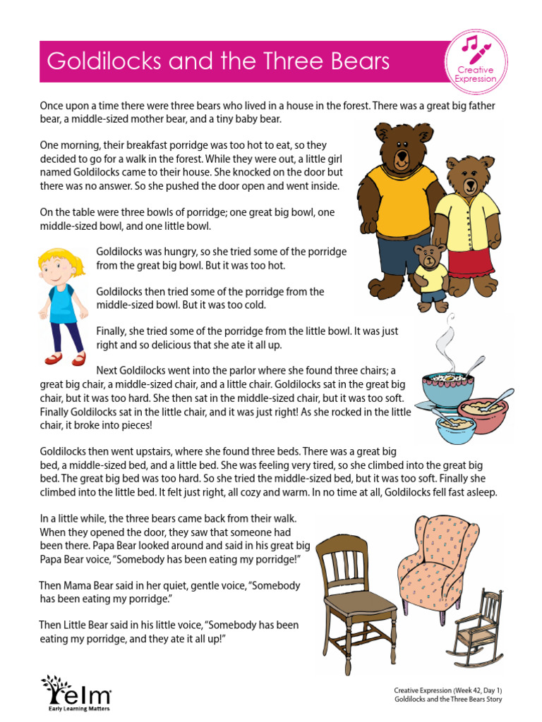 goldilocks and the three bears story | pdf | goldilocks and the