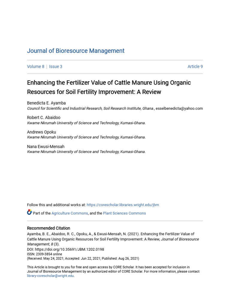Potential of Organic Resources For Soil Fertility Improvement | PDF ...