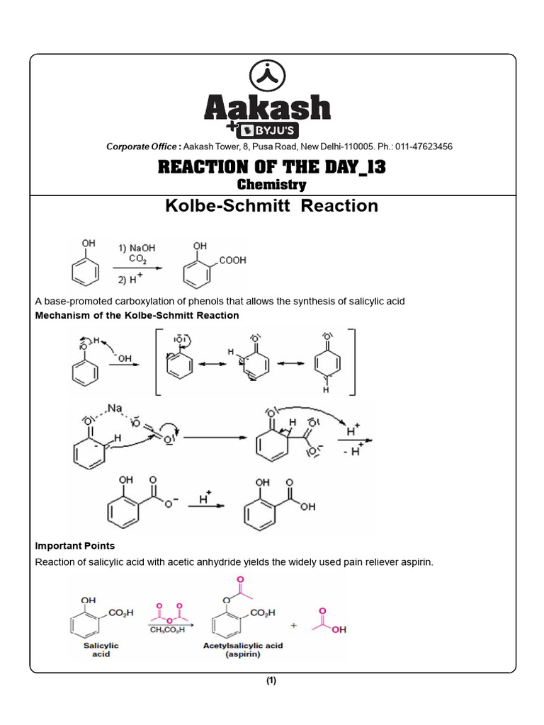 Kolbe-Schmitt Reaction Overview | PDF | Chemistry | Chemical Compounds
