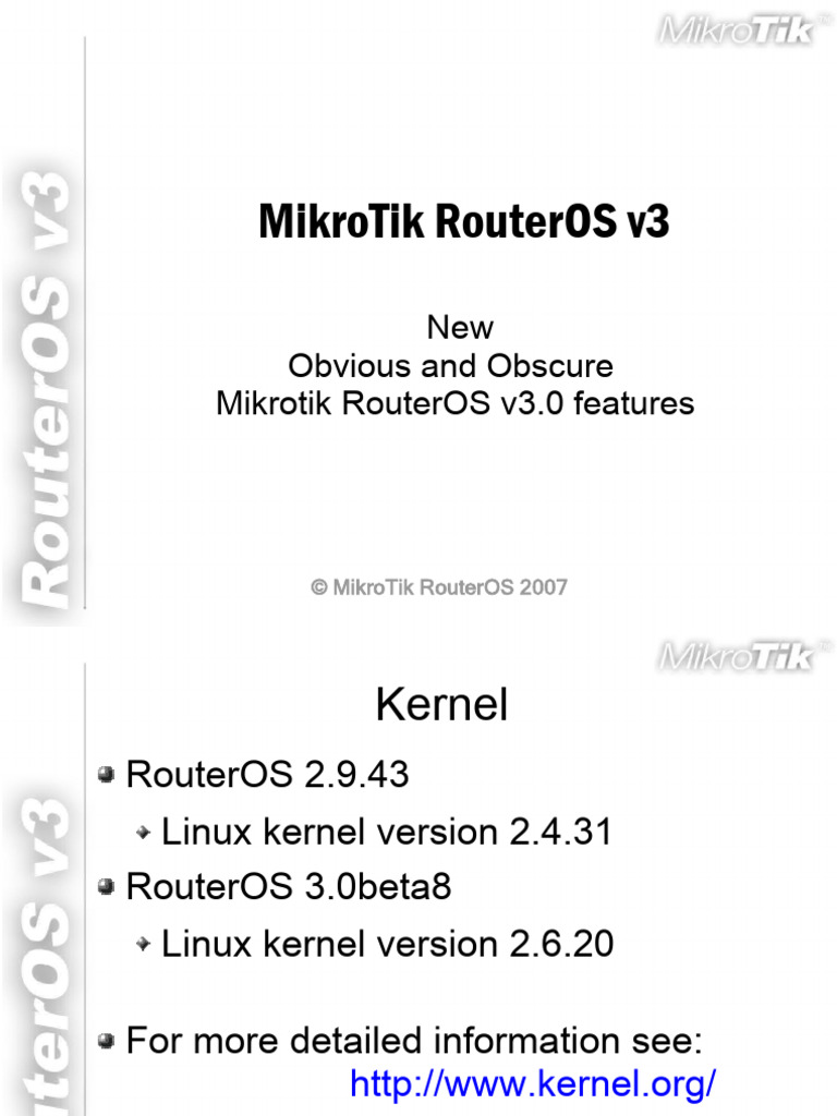 New Obvious and Obscure Mikrotik Routeros V3.0 Features | PDF ...