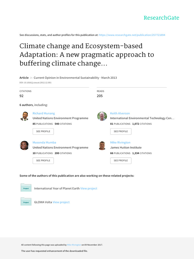 Climate Change and Ecosystem Adaptation | PDF | Climate Change ...