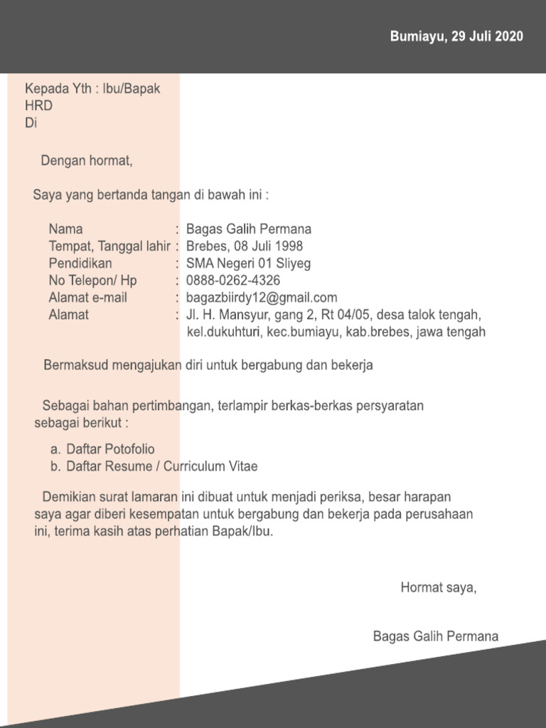 Contoh Latar Belakang Lamaran Kerja yang Baik