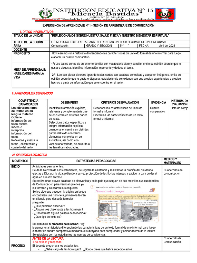 Lenguaje Formal e Informal: Ejemplos y Actividades | PDF | Aprendizaje ...