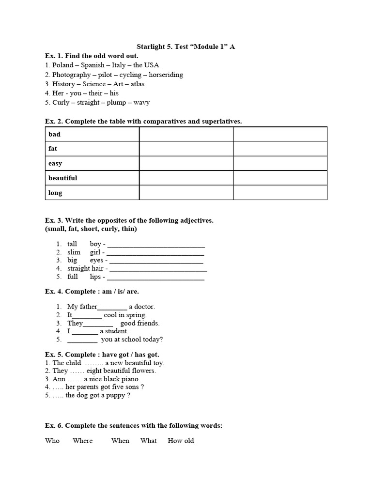 Starlight 5 Test Module 1 Pdf