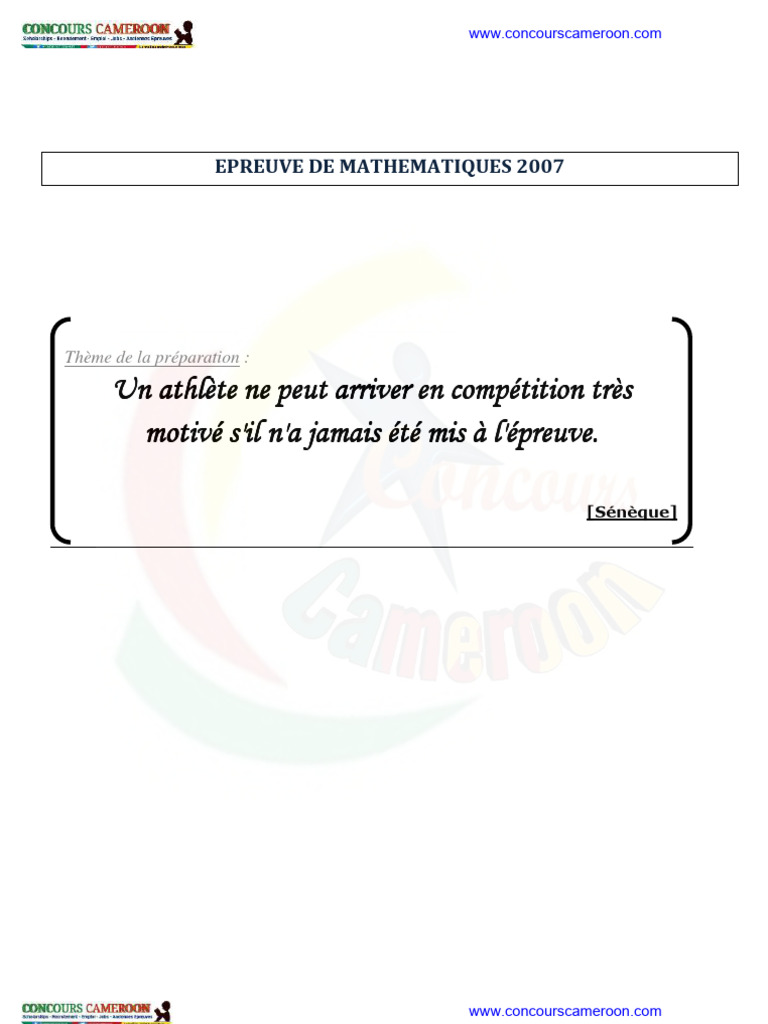 ENSP Bac Math 2007 | PDF | Mouvement (Physique) | Physique