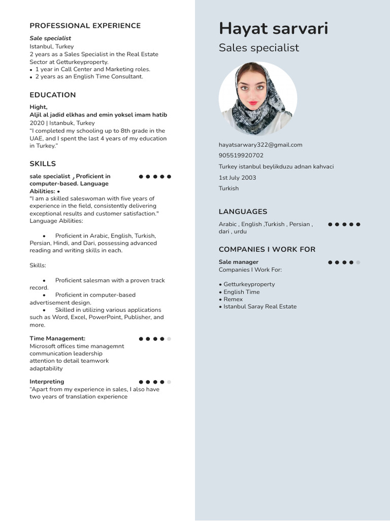 Hayat Sarvari FlowCV Resume 20231118 | PDF | Career & Growth | Business