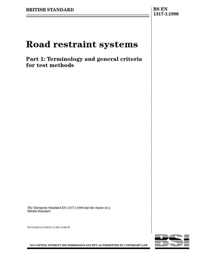 Road Restraint Systems: Terminology & Tests | PDF | Road | Acceleration