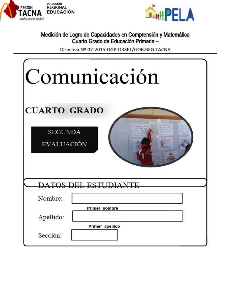 Prueba De 4to Grado De Comunicación Pdf