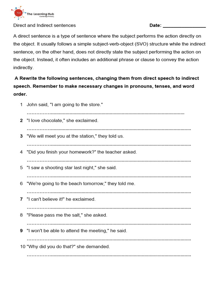 Direct and Indirect Sentences 2024 | PDF