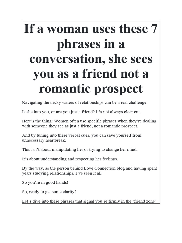 If A Woman Uses These 7 Phrases in A Conversation | PDF | Friendship ...