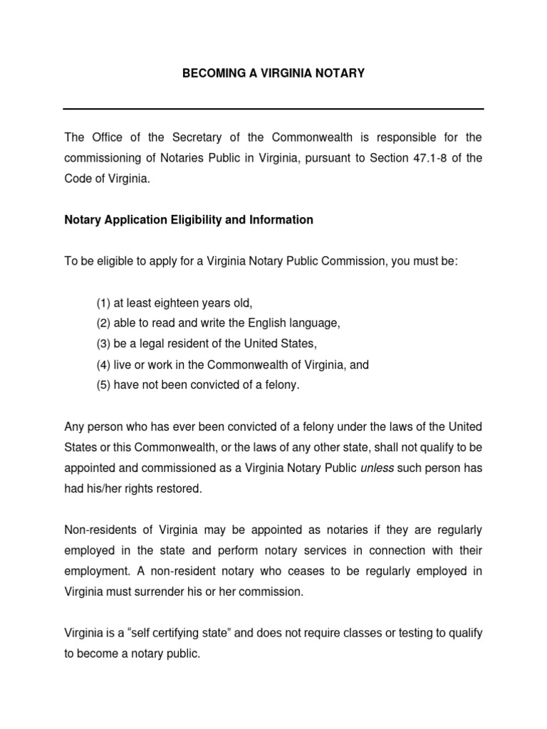 Virginia Notary Application Guide | PDF | Notary Public | Receipt