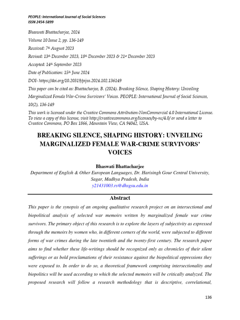 Breaking Silence, Shaping History: Unveiling Marginalized Female War ...