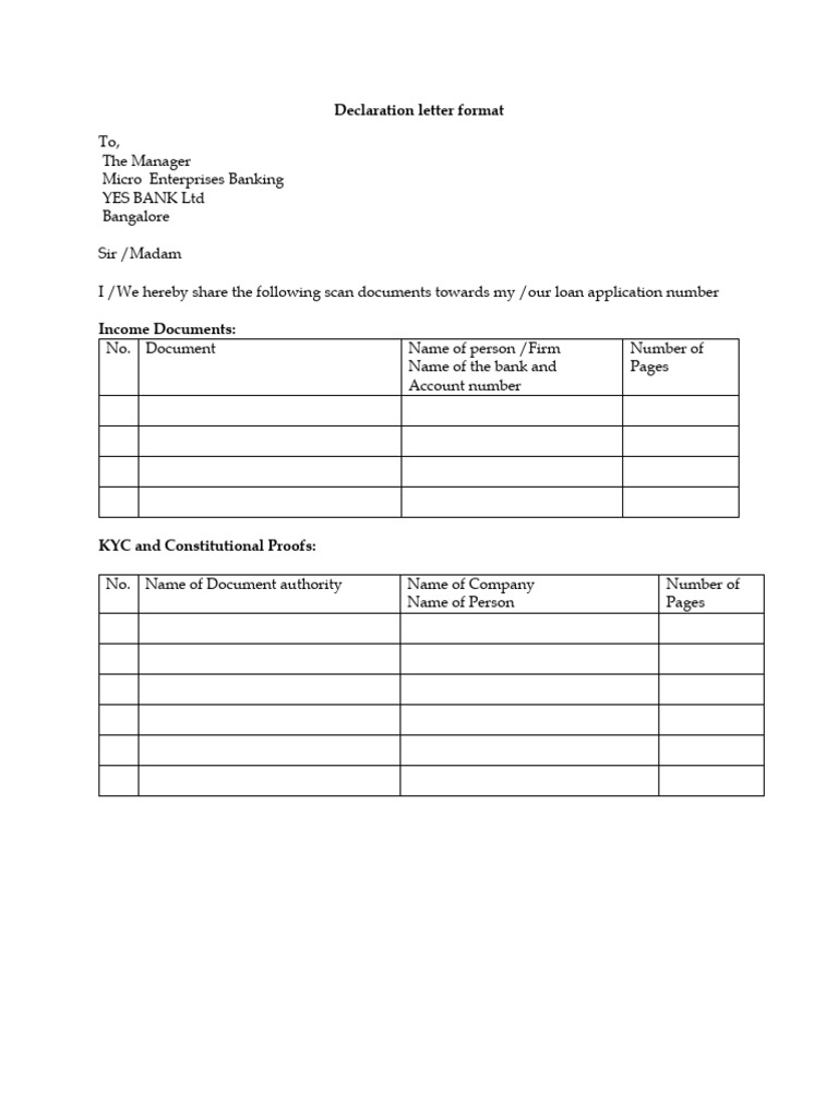 Declaration Letter Format For File Movement | PDF
