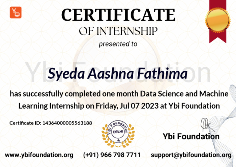 Data Science Machine Learning Internship English Pdf