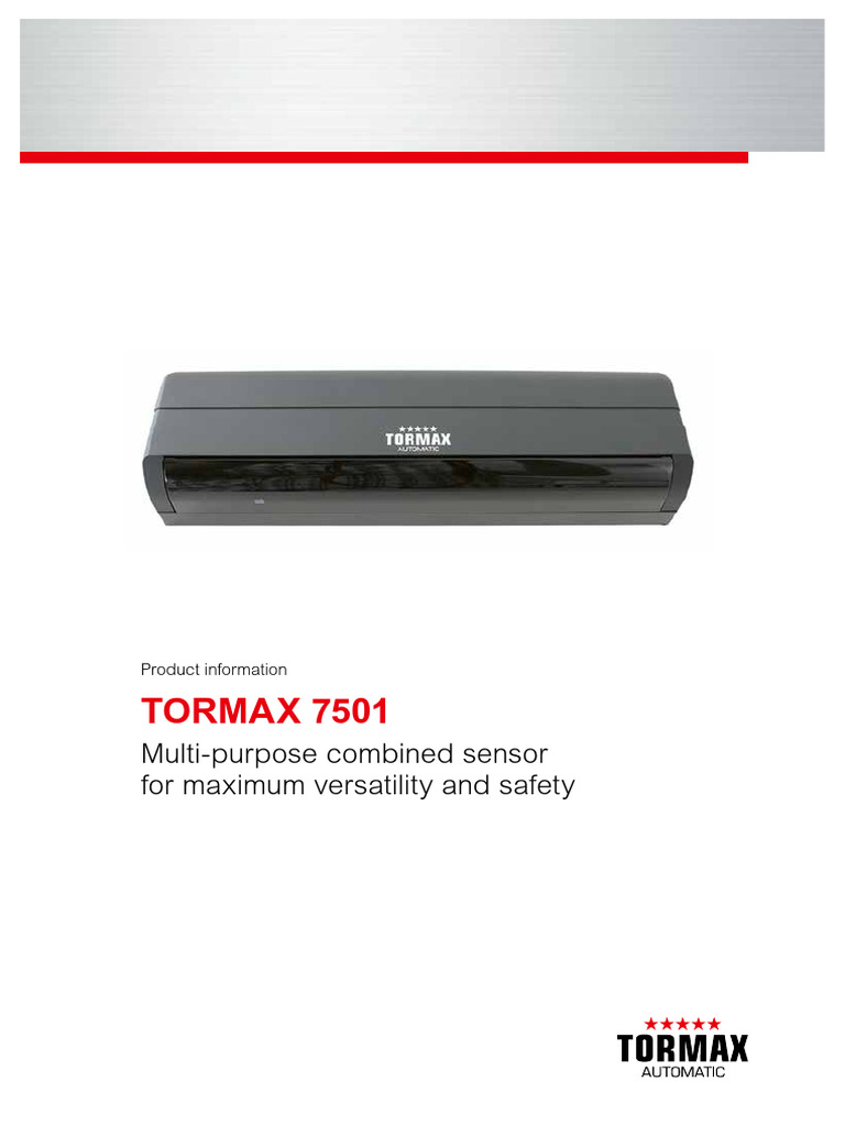TORMAX 7501 Sensor Features Overview | PDF | Door | Safety