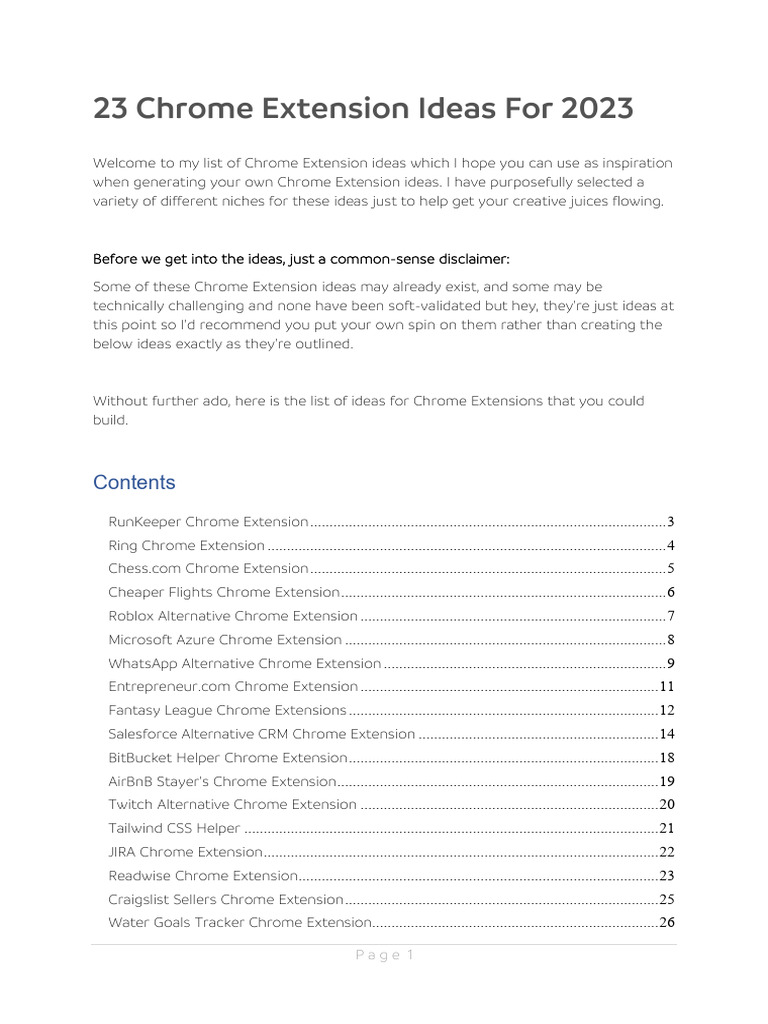 23 Ideas For Chrome Extensions That You Could Build in 2023 | PDF ...