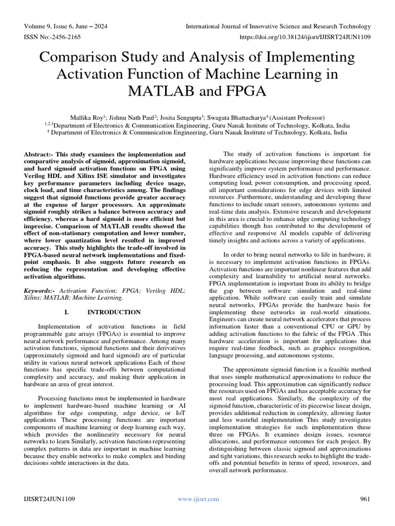 Comparison Study and Analysis of Implementing Activation Function of ...