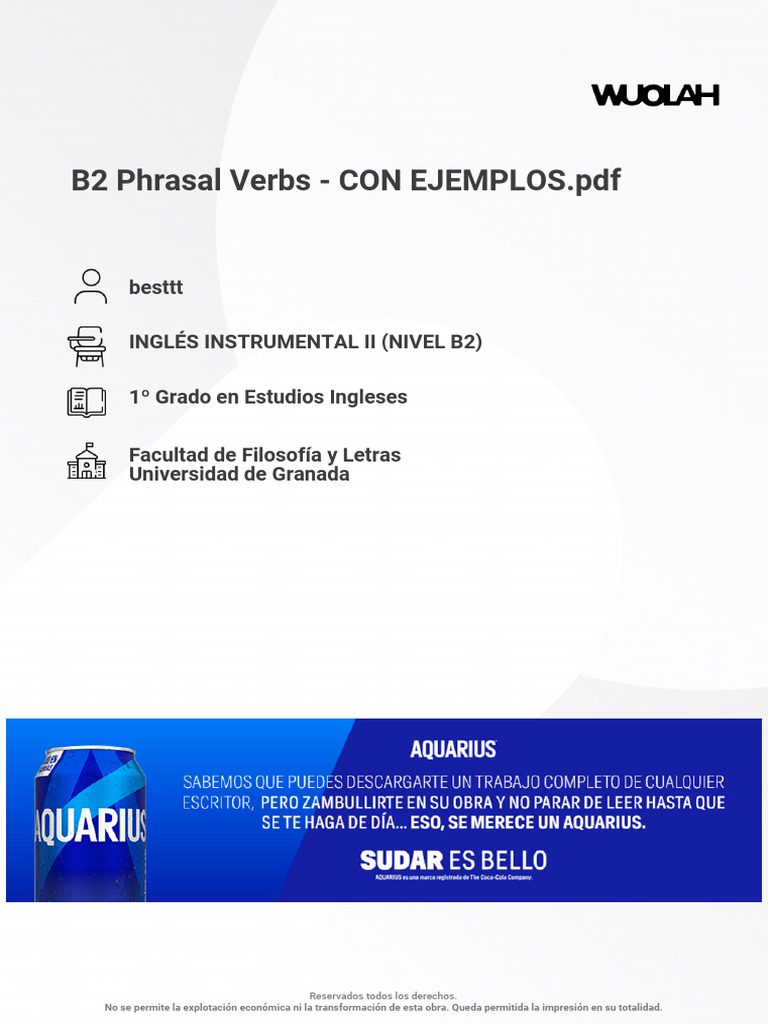 Wuolah Free B2 Phrasal Verbs Con Ejemplos Pdf