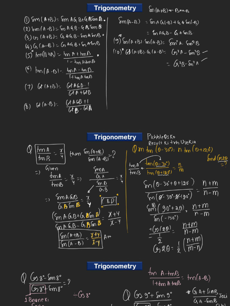 Trigonometry - L - 07 (Class Notes) | PDF