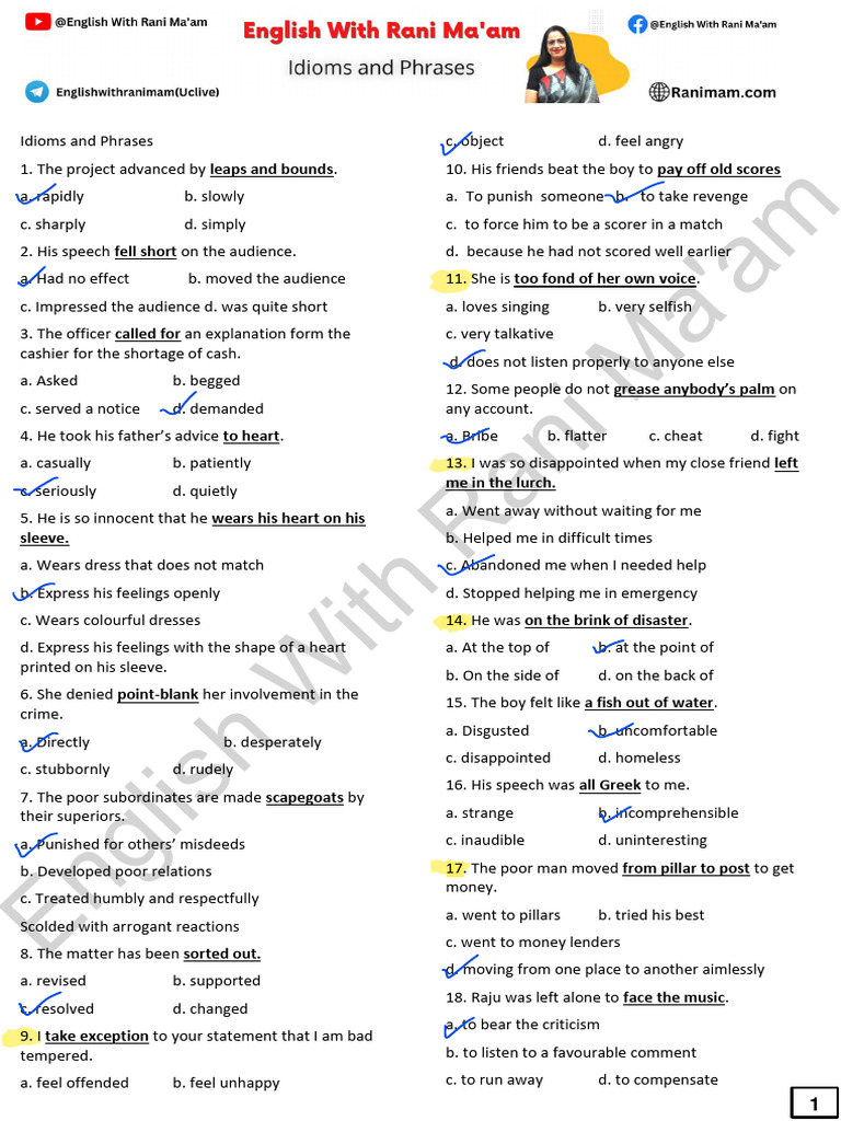 Idioms And Phrases Pdf